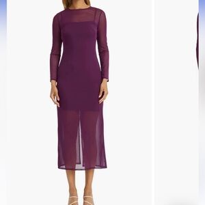 Donna Morgan Purple Sheath Long Sleeve Dress